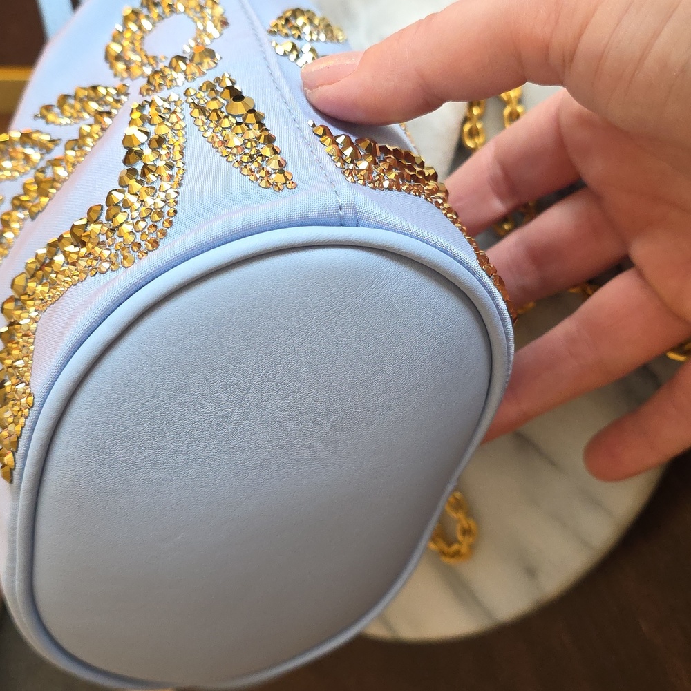 MCM Light Blue Mini Bucket Bag with Gold Sequin Embellishment - Picture 12 of 16